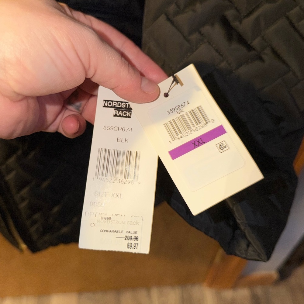 Cole Haan Faux-Quilted Black Jacket NWT 2XL - Picture 3 of 6